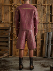 crackle leather shorts