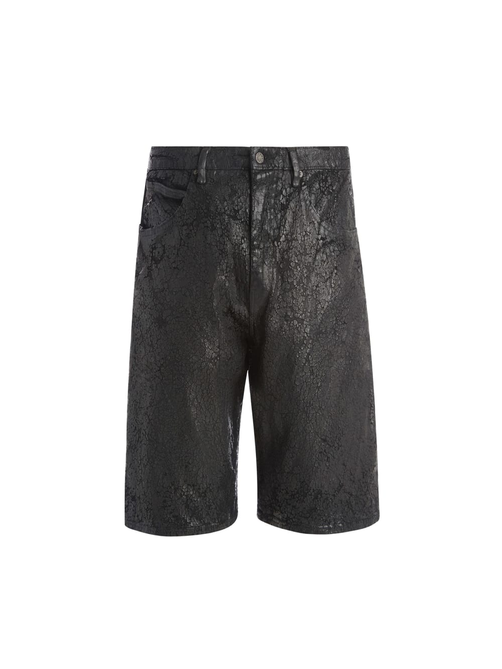 peeled denim shorts