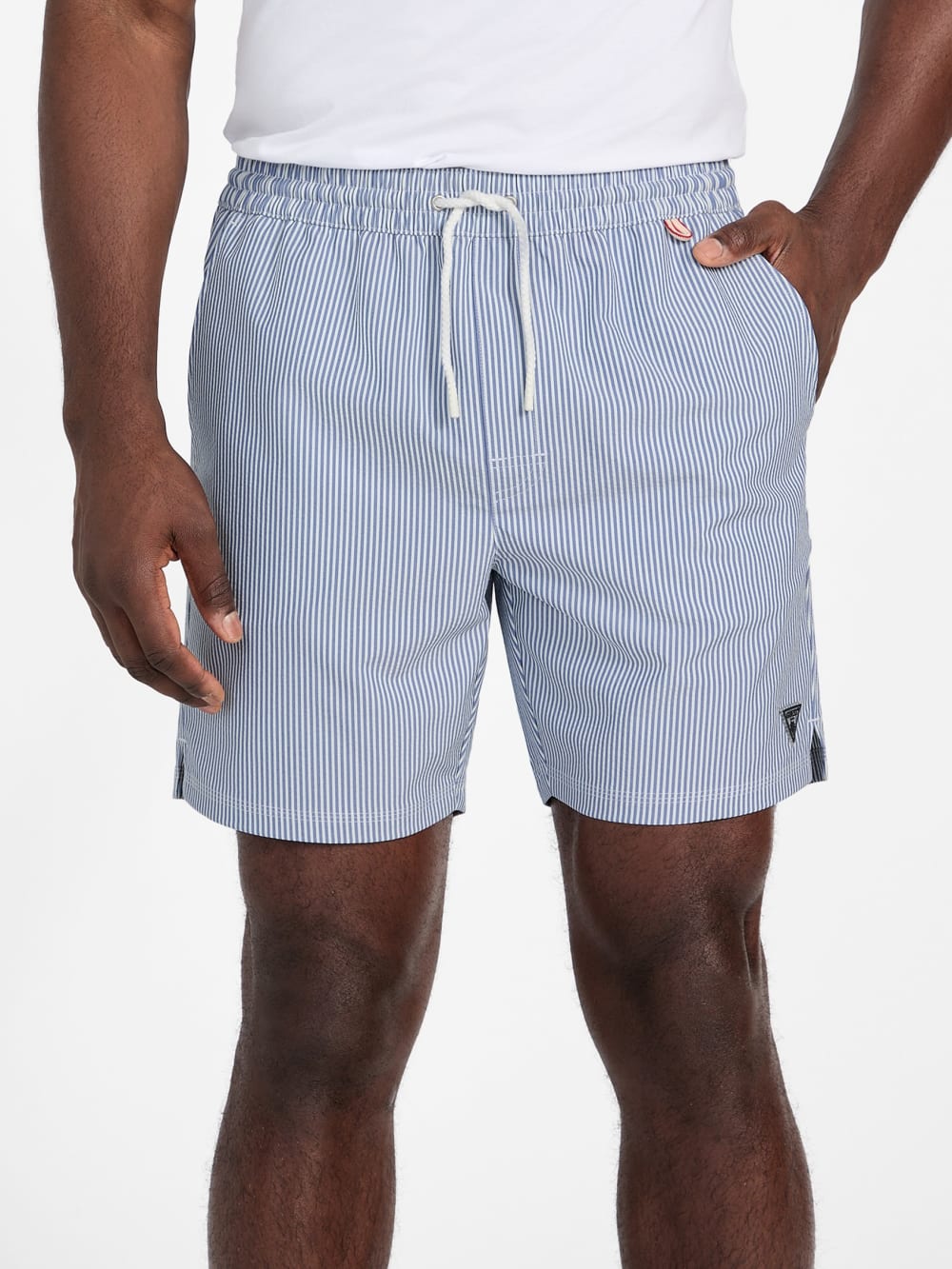 Striped Seersucker Swim Trunks
