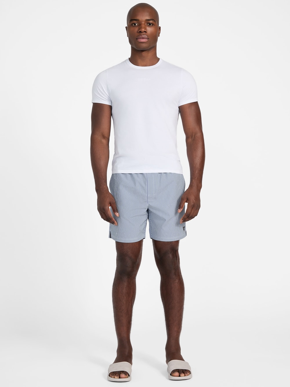 Striped Seersucker Swim Trunks