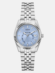 Silver-Tone and Blue Multifunction Watch