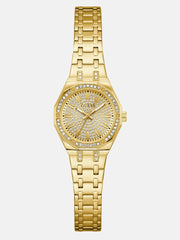 Gold-Tone Rhinestone Analog Watch