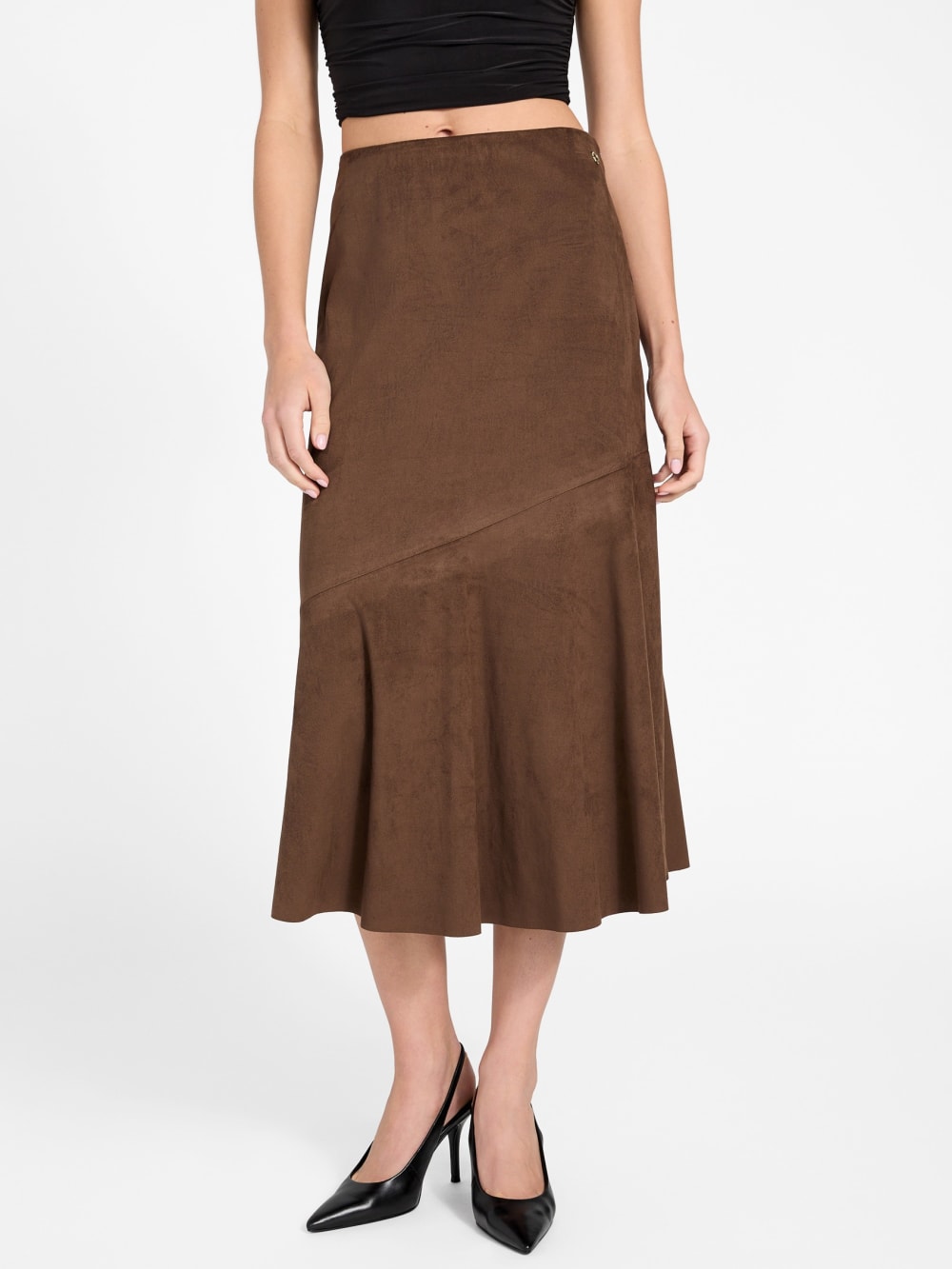 Suede long skirt