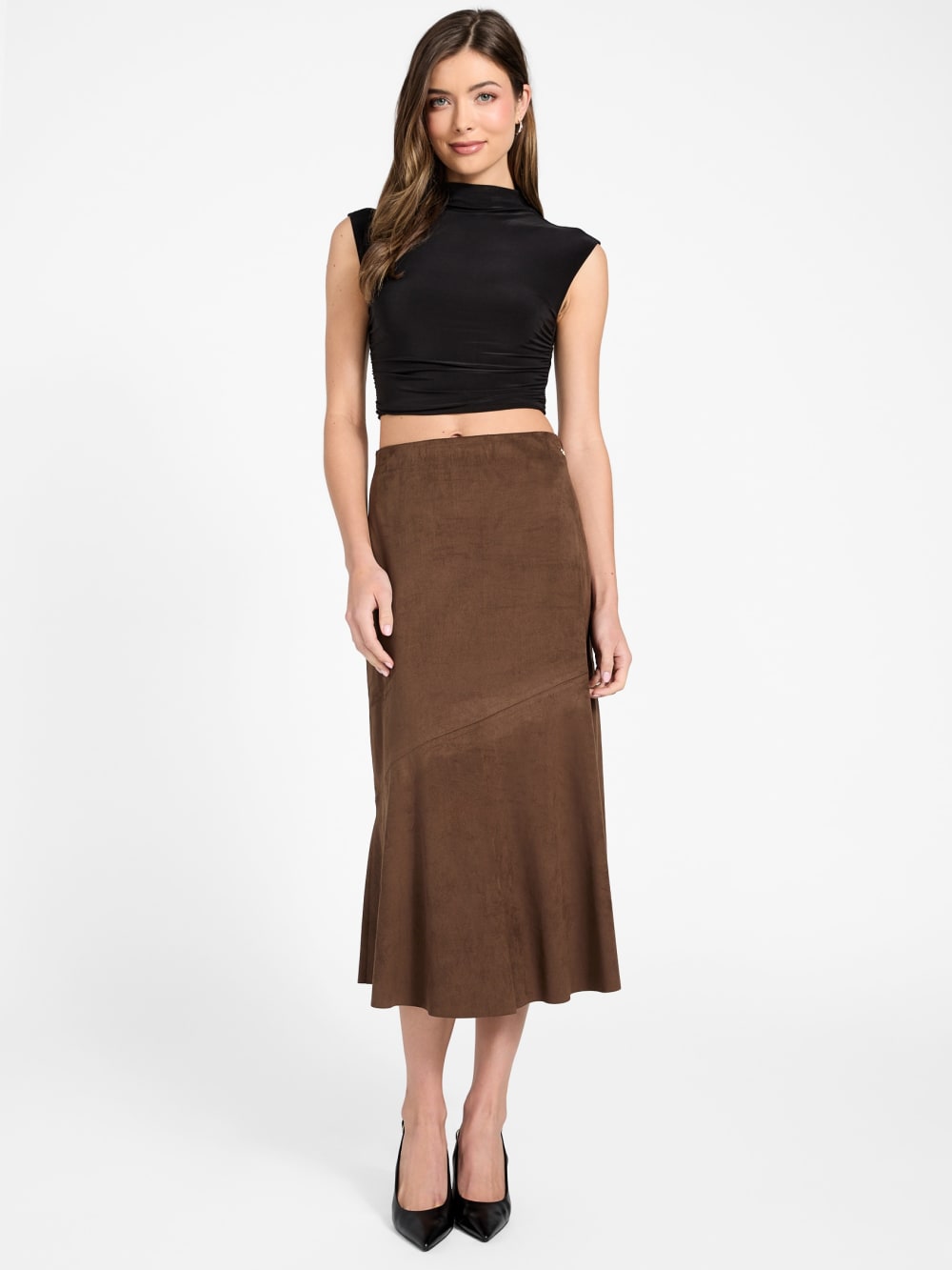 Suede long skirt