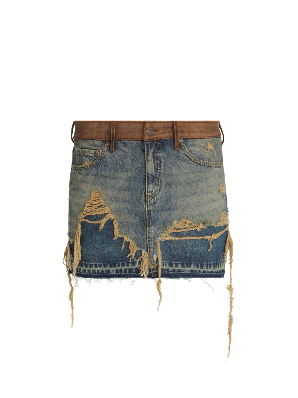 layer denim skirt