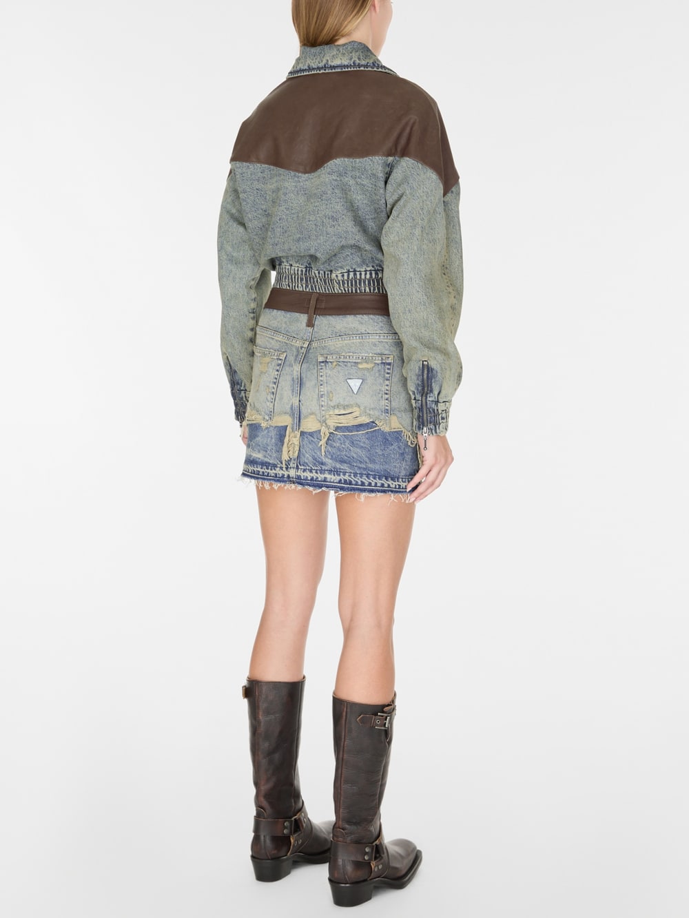 layer denim skirt
