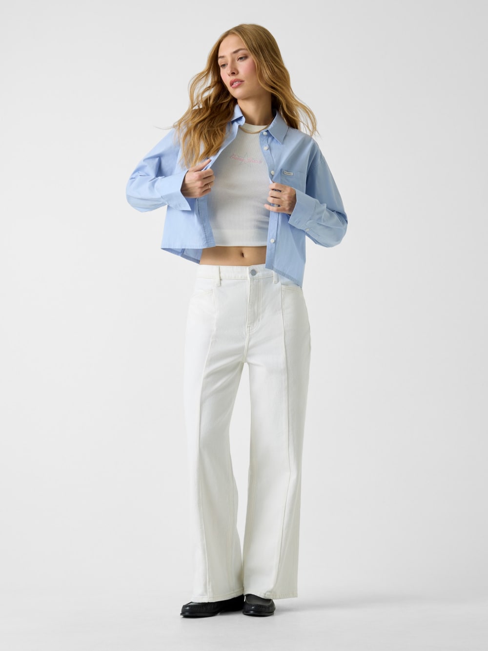G11 Seamed Crop Wide-Leg Jeans