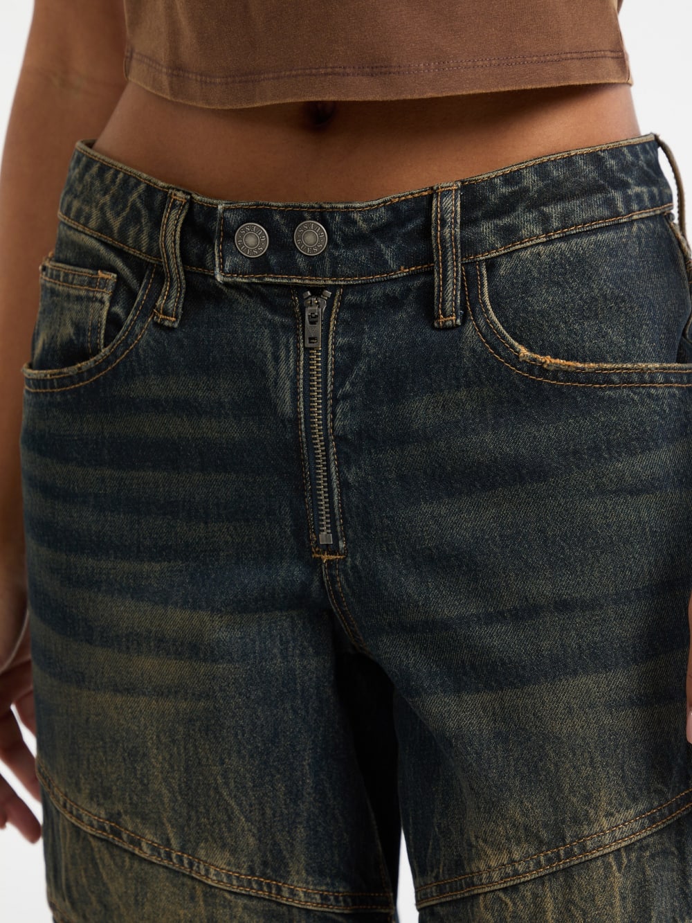 GUESS Originals Moto Wide-Leg Jeans