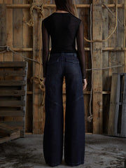 low-rise wide leg denim pants
