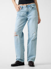 Destroyed Straight-Leg Boyfriend Jeans