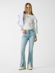 G09 front slit high rise bootcut jeans