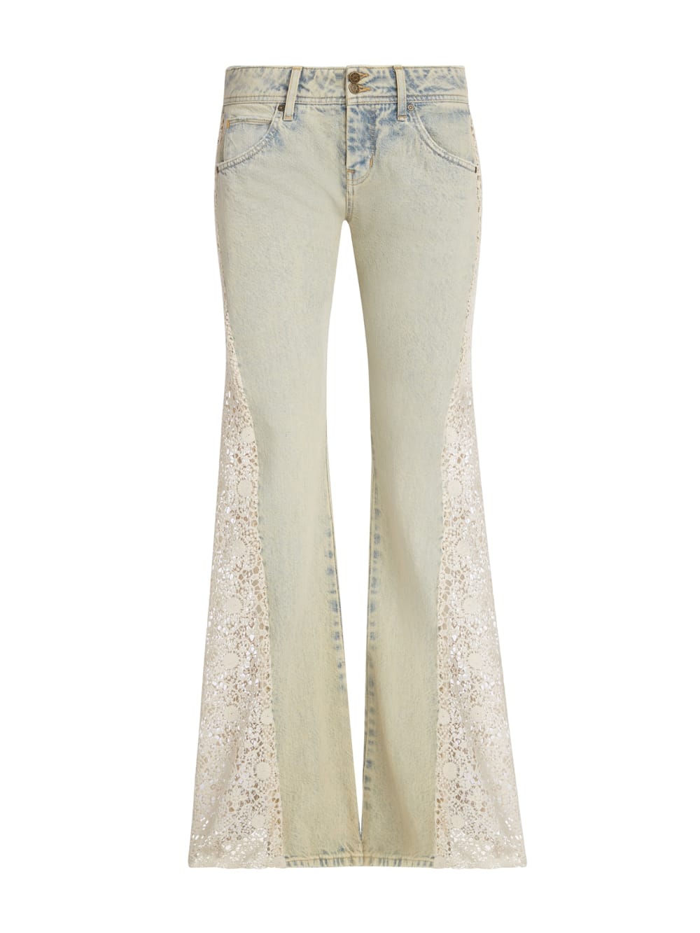 lace denim flare pants