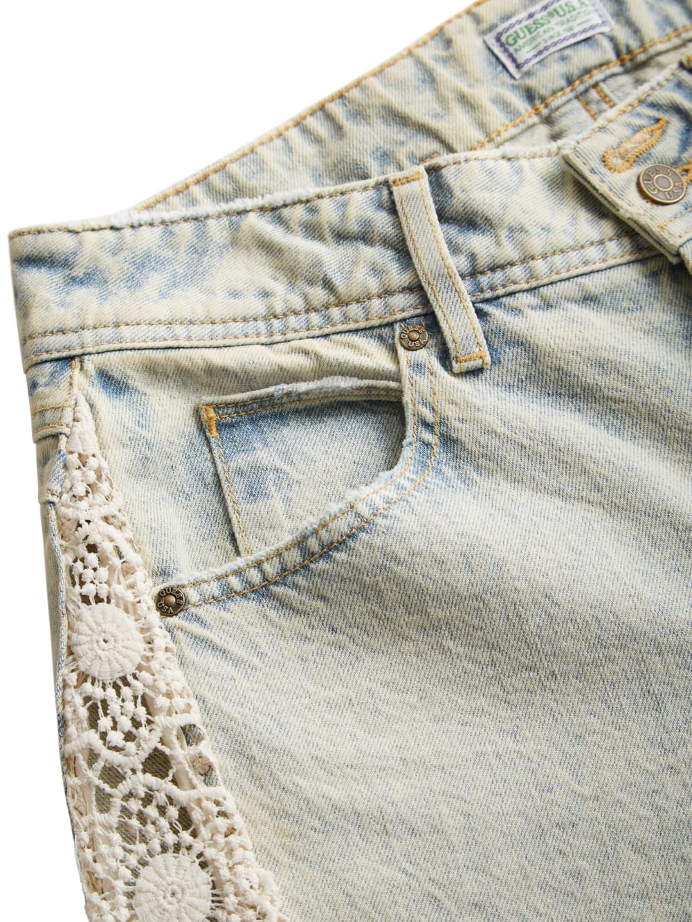 lace denim flare pants