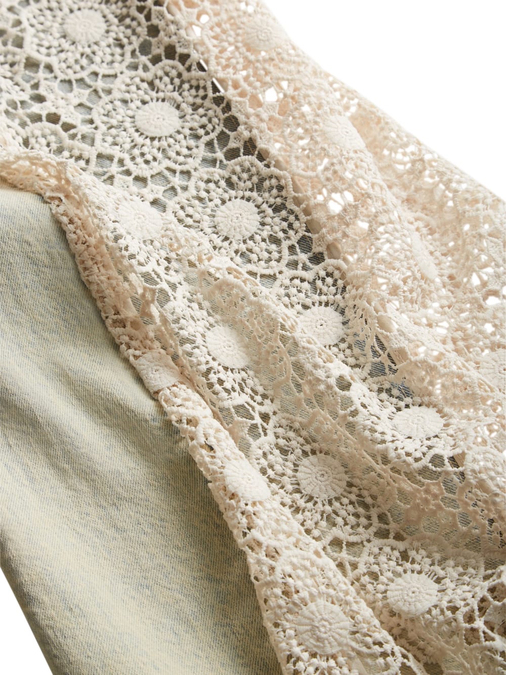 lace denim flare pants