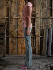 eyelet low-rise denim pants
