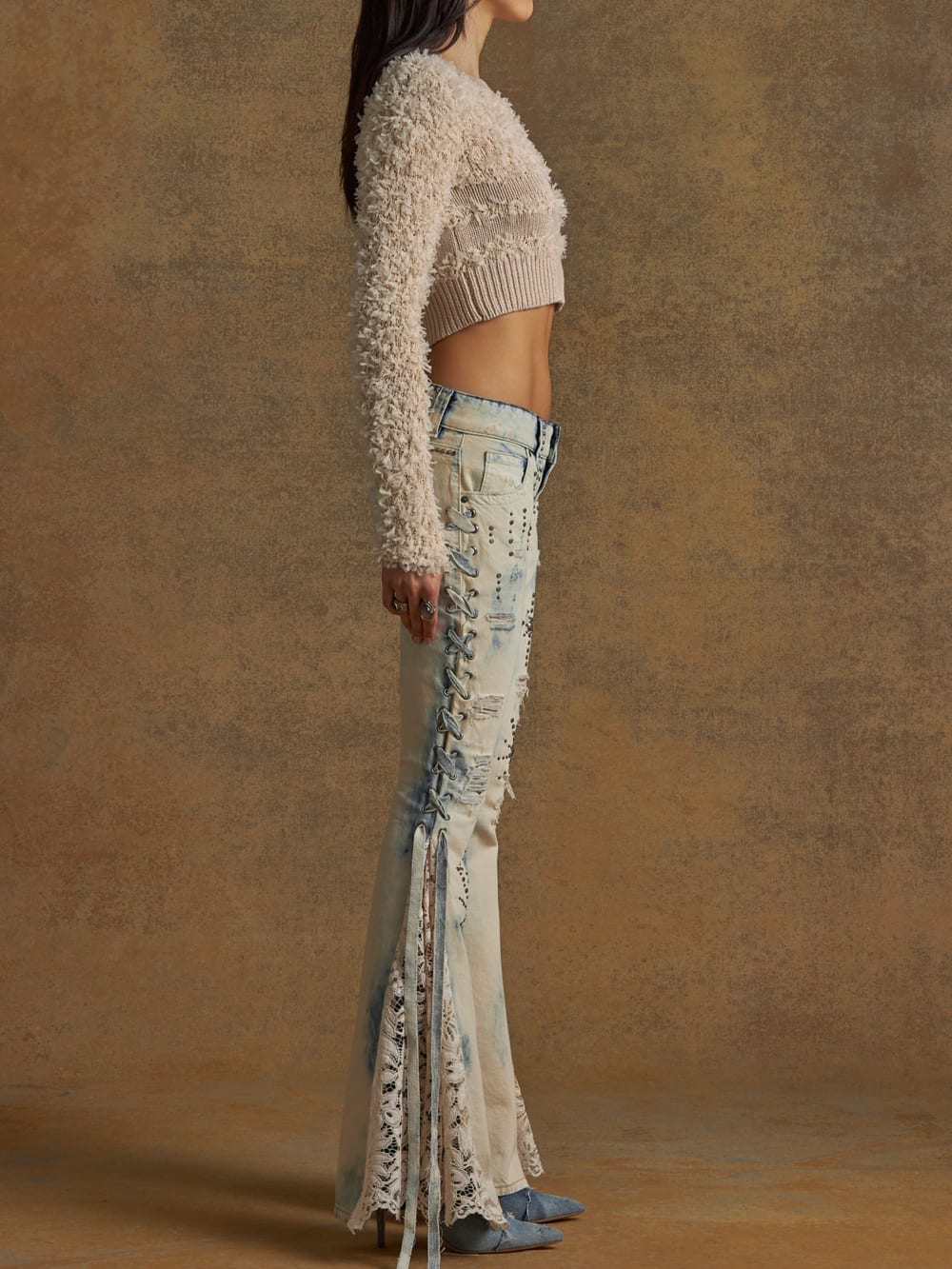 flare lace jeans
