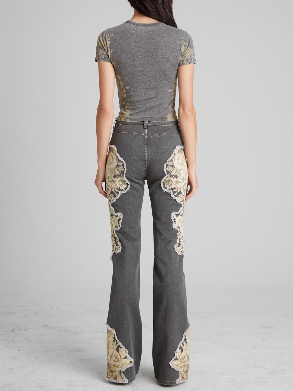 Printed Denim Flared Jeans
