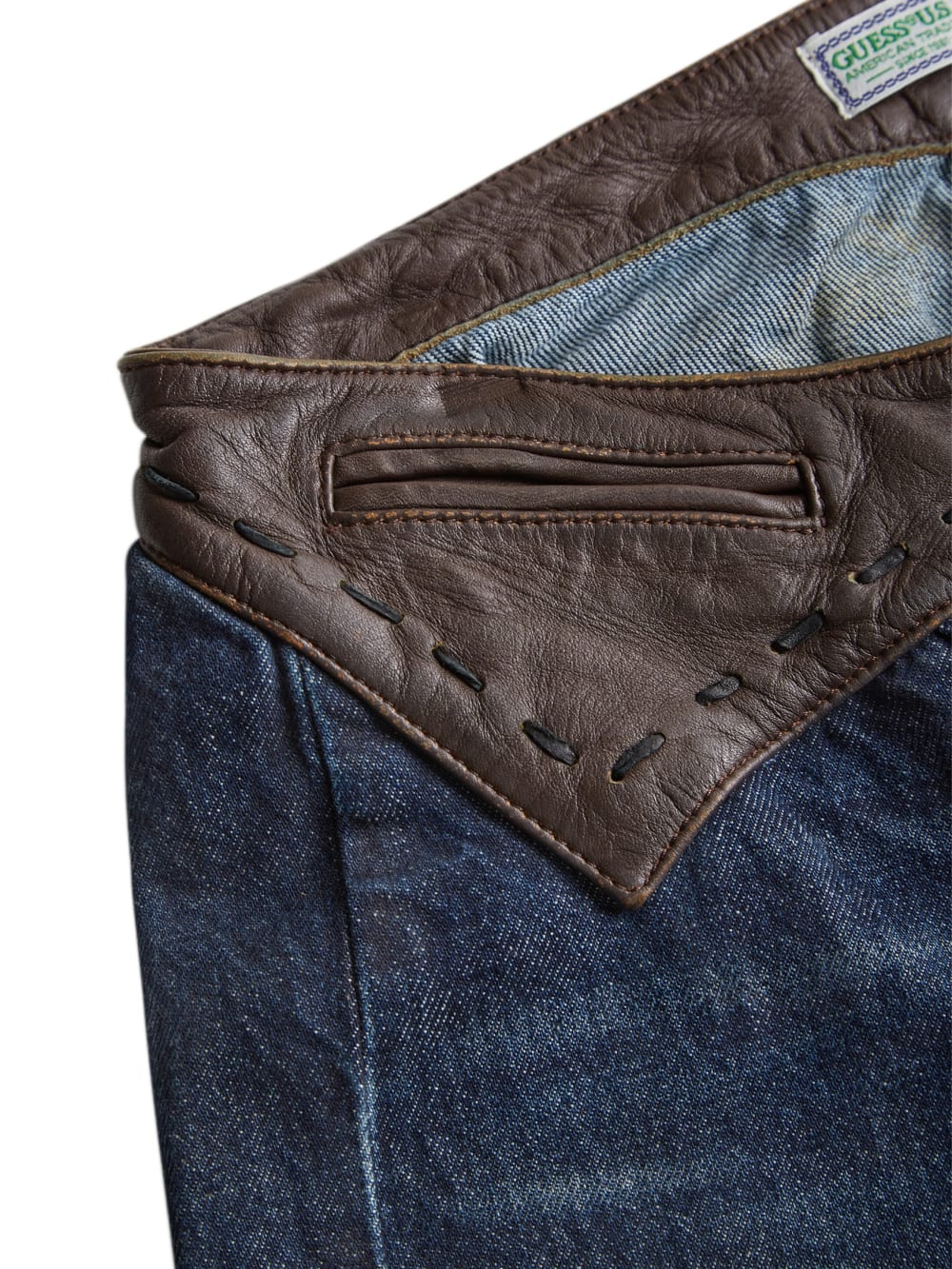 contrast denim flare pants