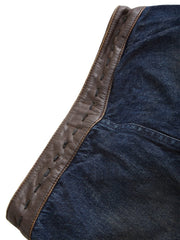 contrast denim flare pants
