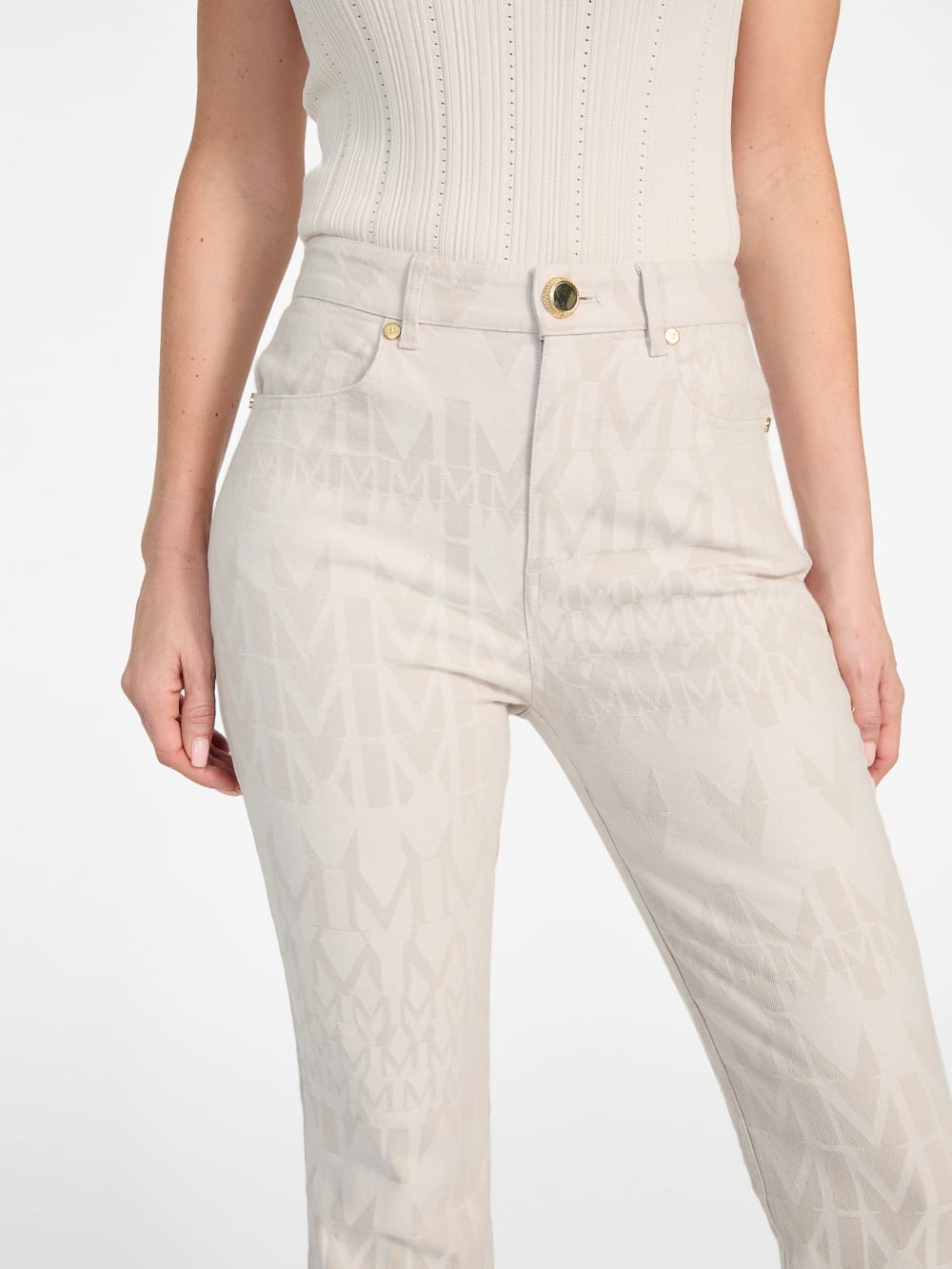 Sarah Monogram Flared Denim Pant
