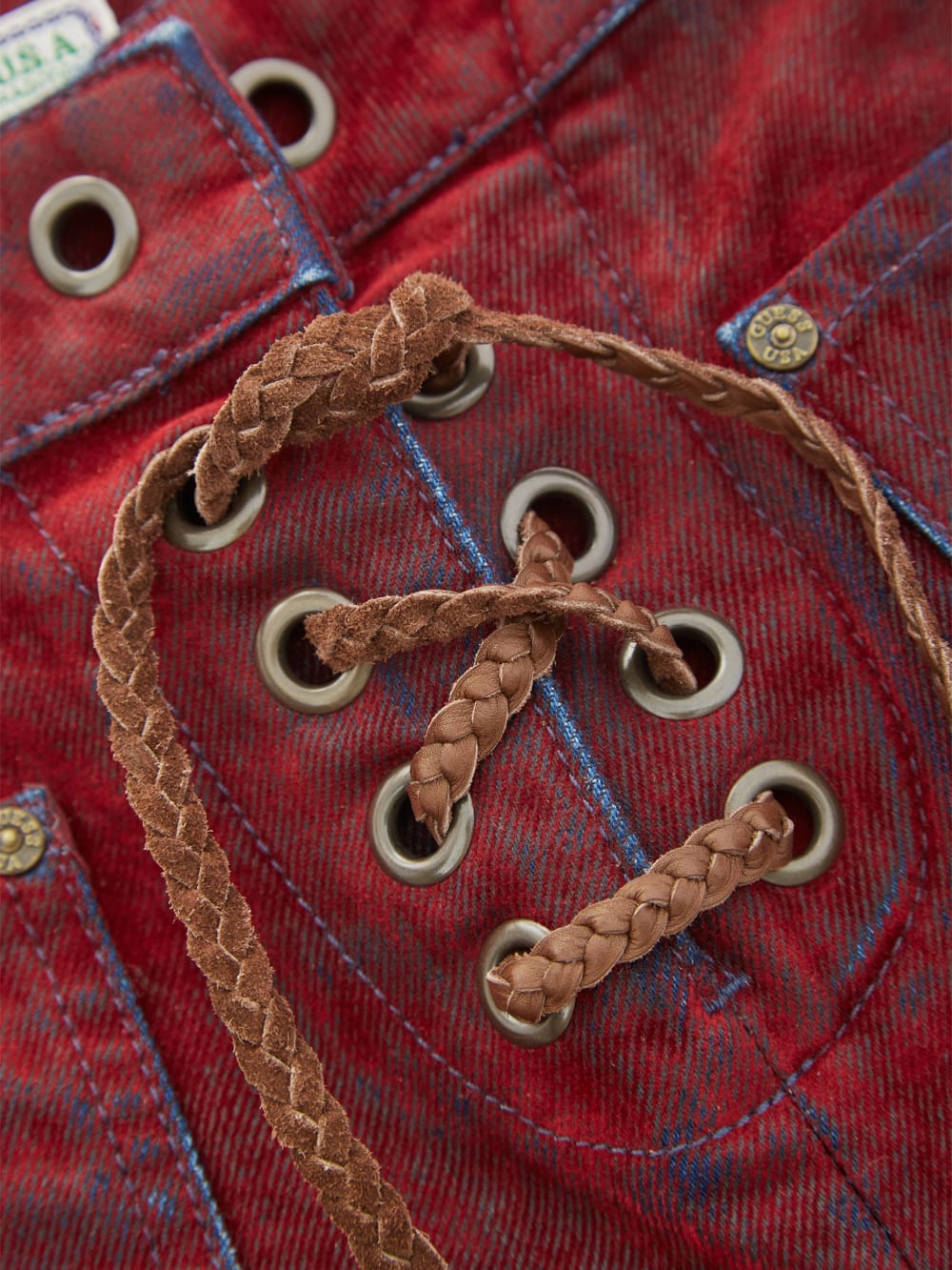 lace-up straight denim pants