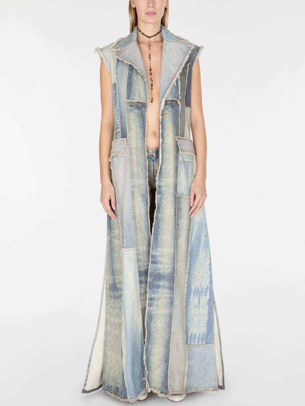 patchwork denim vest