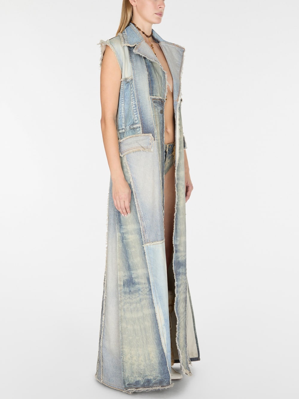 patchwork denim vest