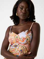 Paisley print slip dress