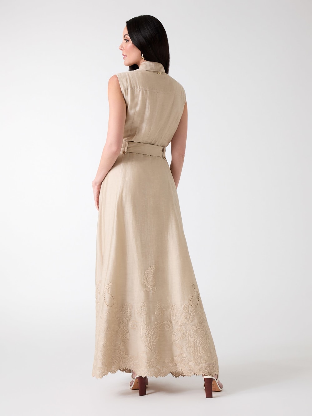 Eco Mindy Embroidered Maxi Shirt Dress
