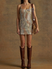 patch suede dress