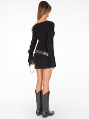 distressed wool-blend dress