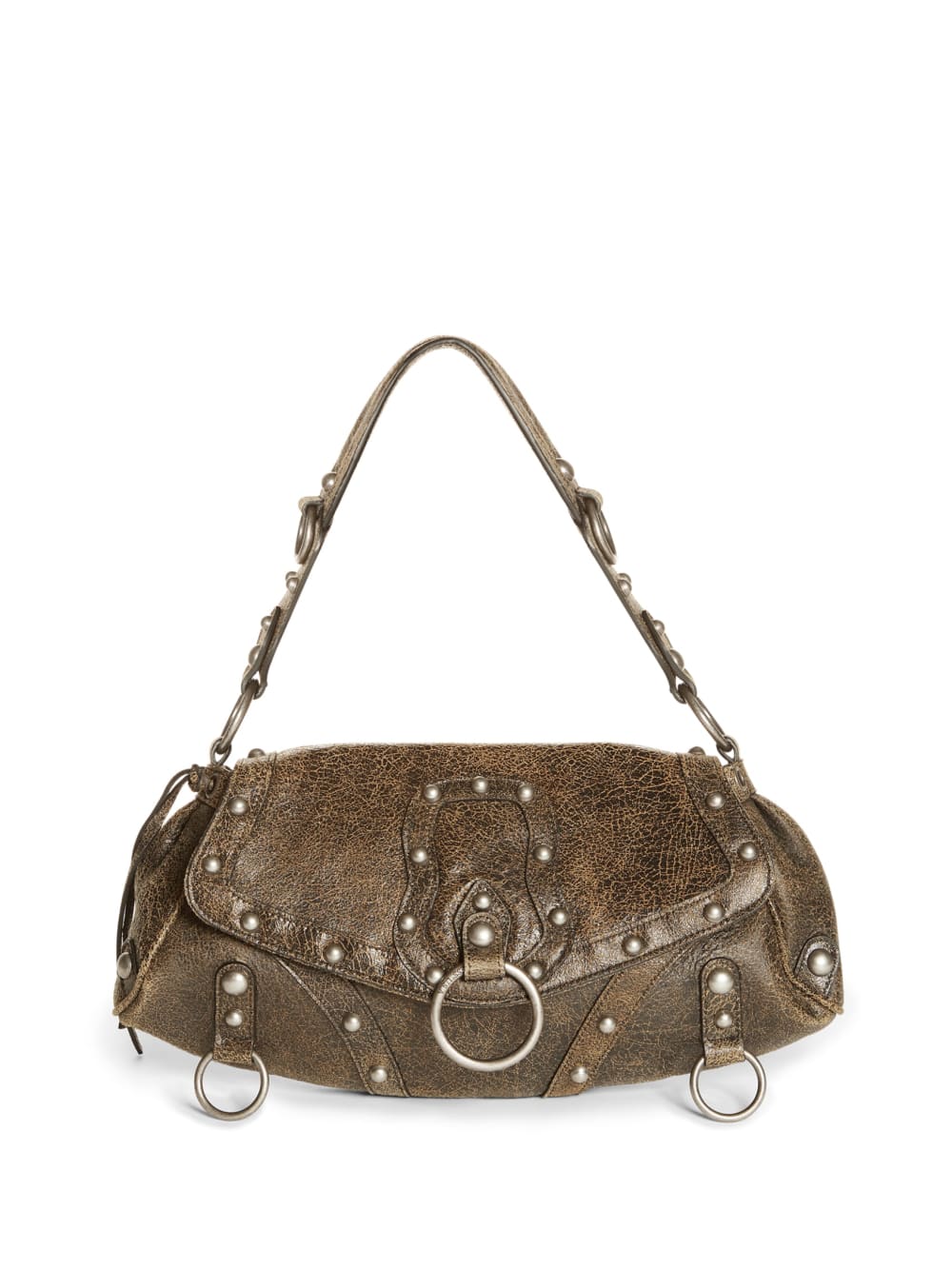 Cracked Leather Shoulder Bag