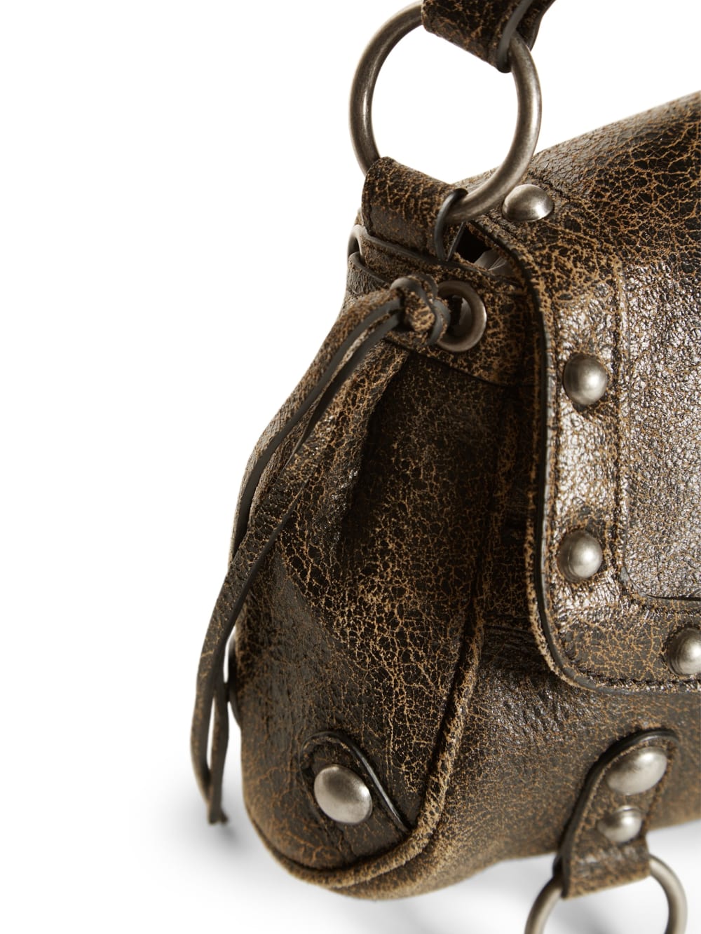 Cracked Leather Shoulder Bag