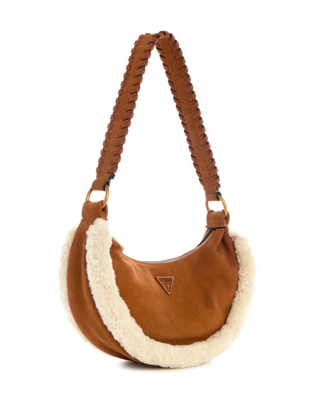 Amita Suede and Shearling Trim Hobo Bag