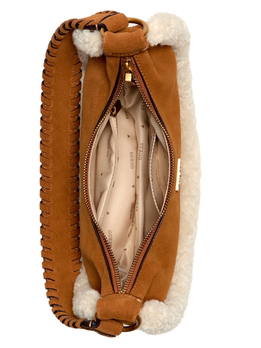 Amita Suede and Shearling Trim Hobo Bag