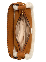 Amita Suede and Shearling Trim Hobo Bag