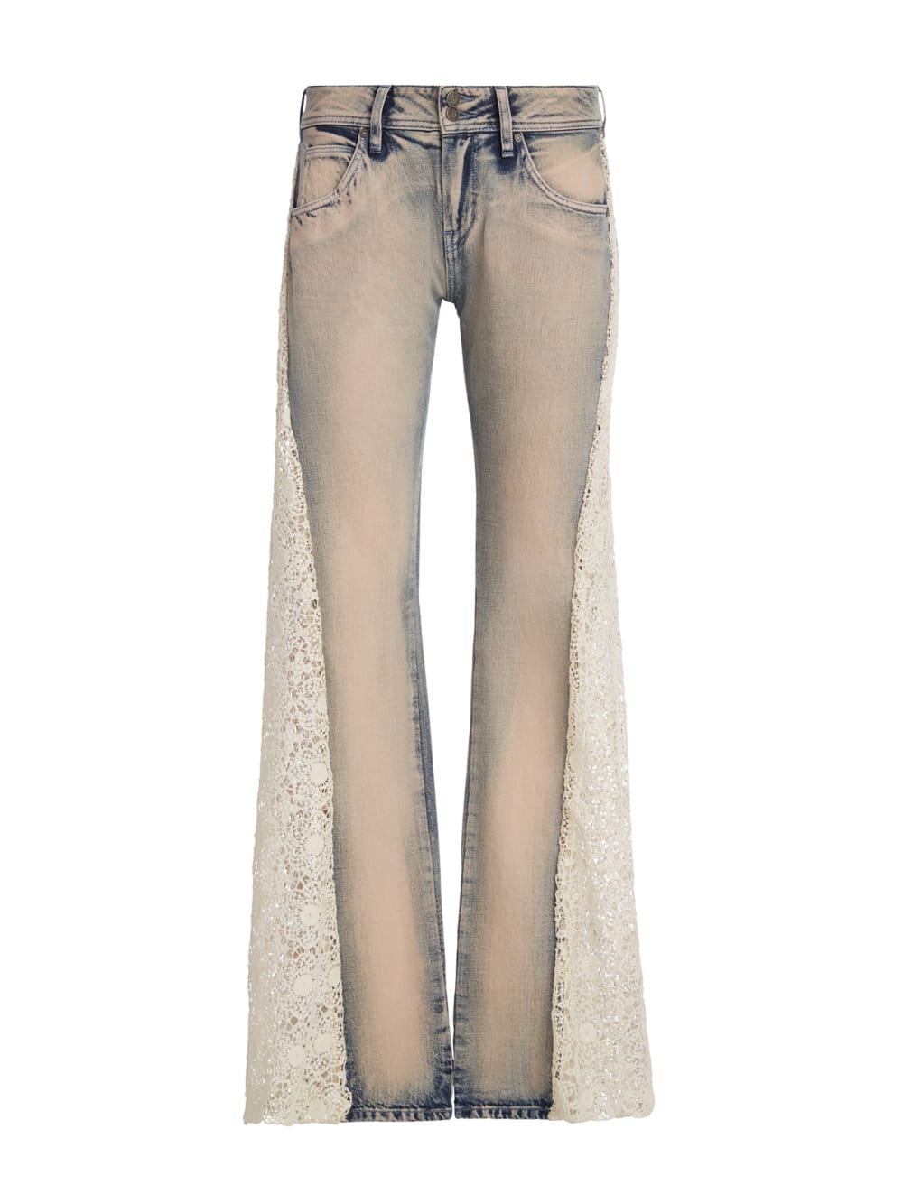 lace denim flare pants
