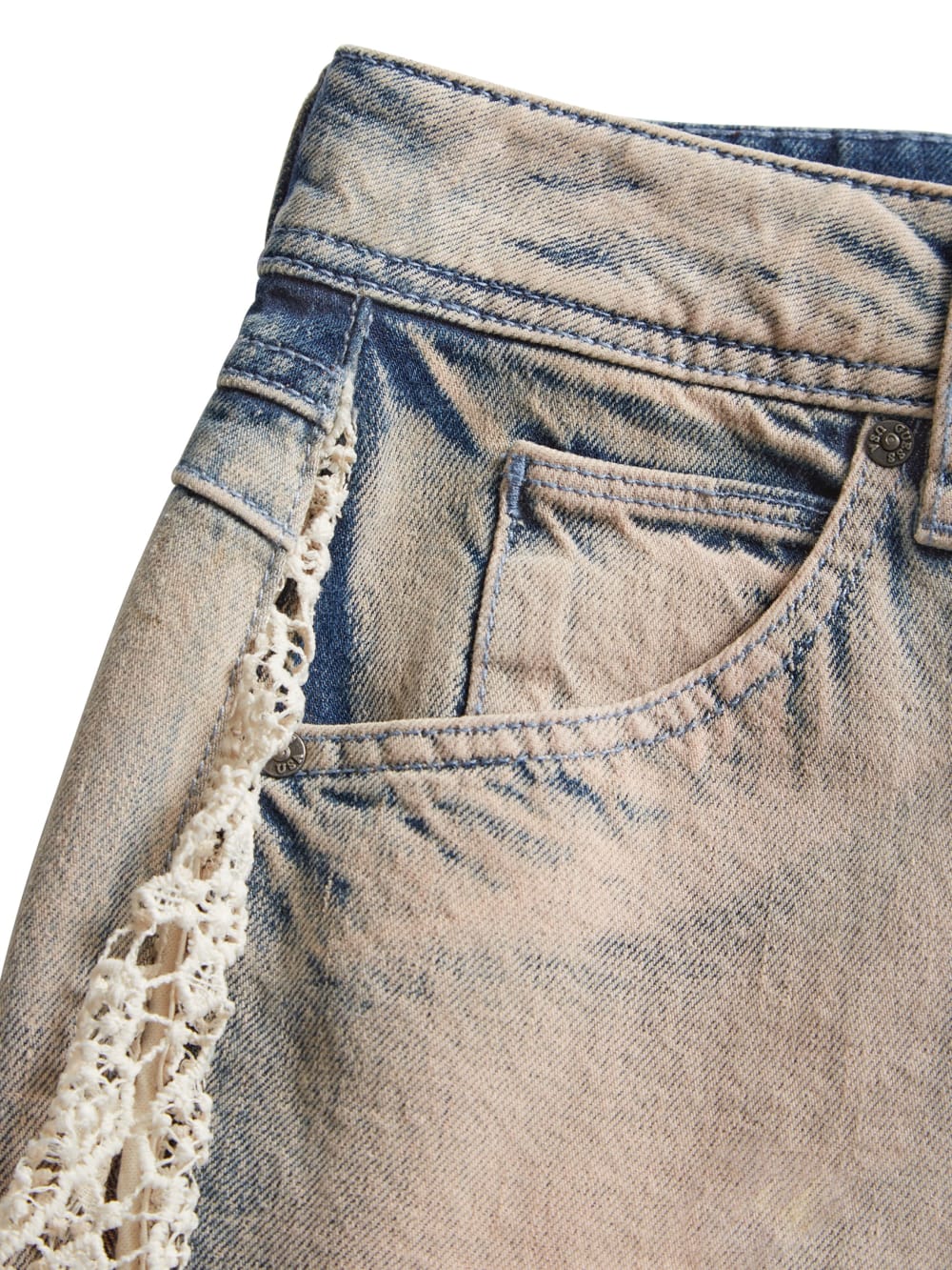 lace denim flare pants