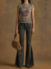 flare lace jeans