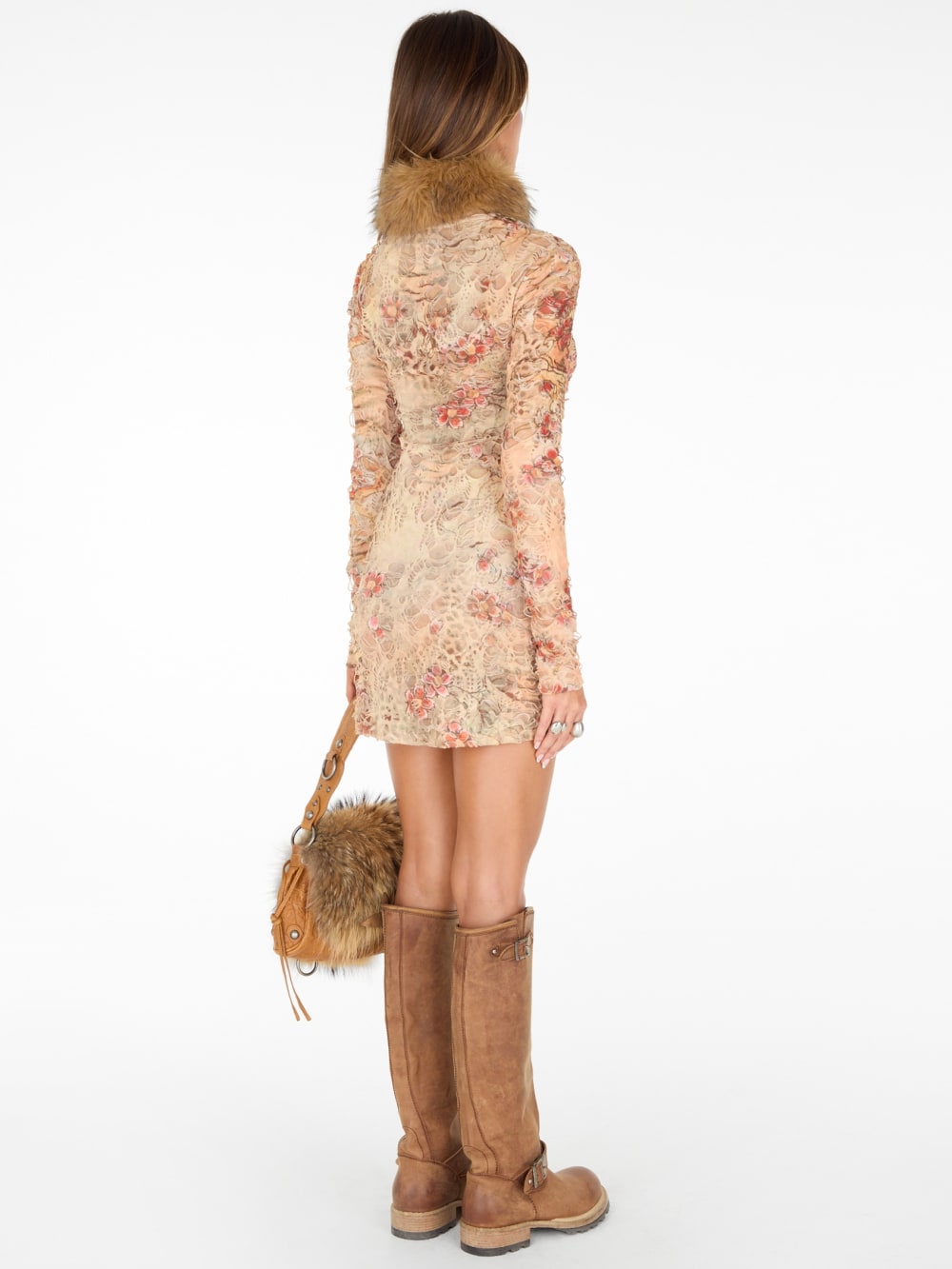distressed mesh dress