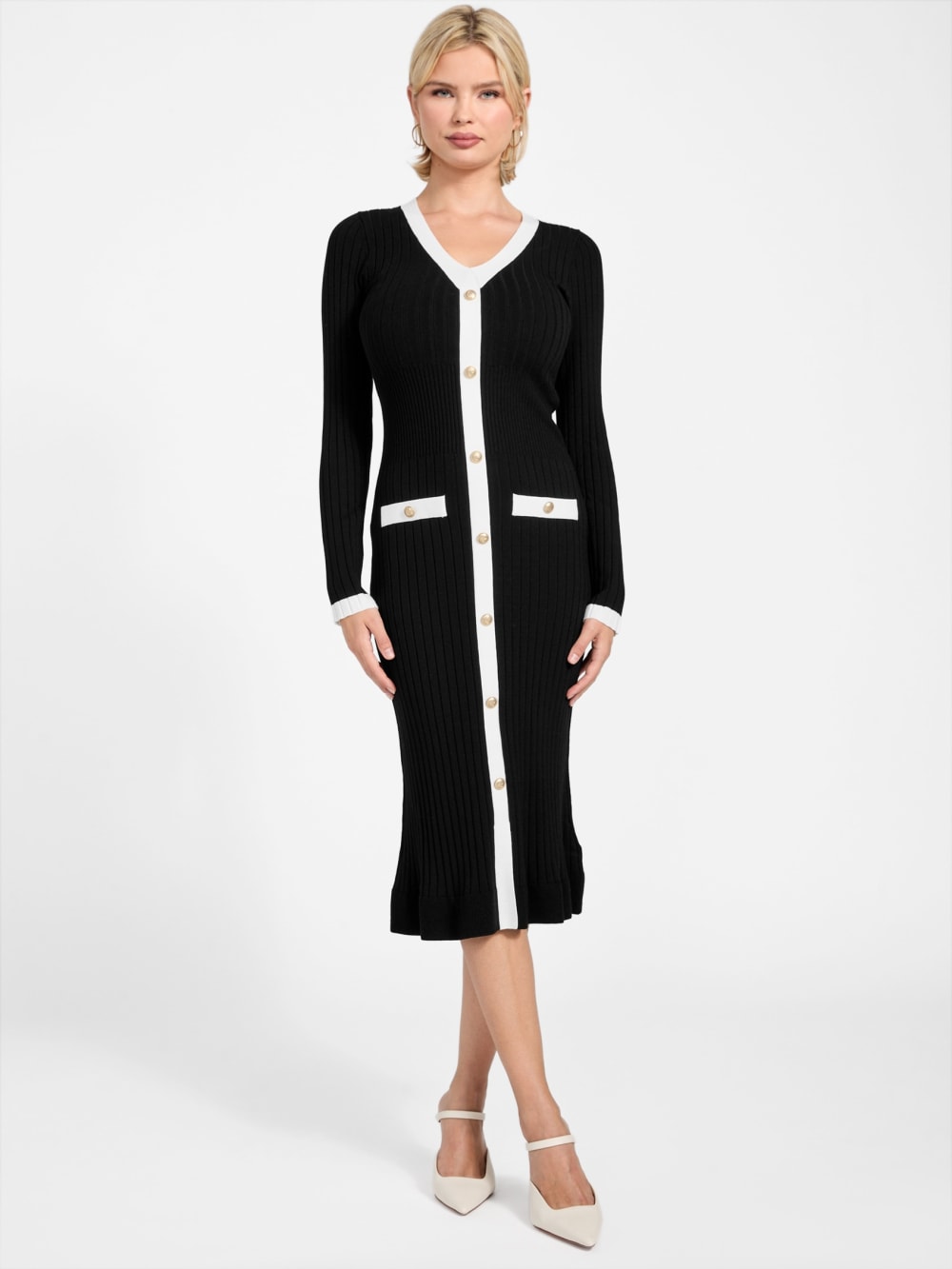 Rib-knit midi dress