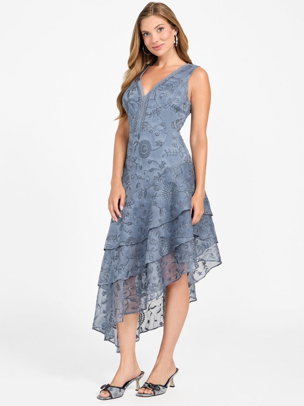 Loren Embossed Tiered Dress