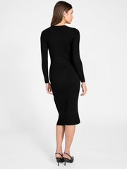 Button Trim Midi Sweater Dress