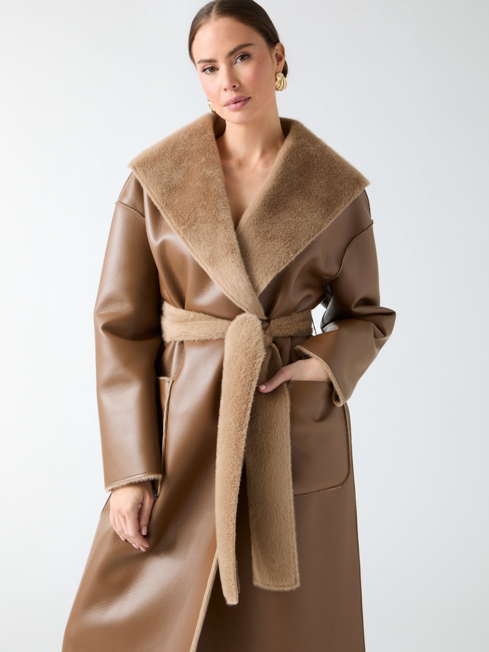 Ines Reversible Faux-Leather Coat
