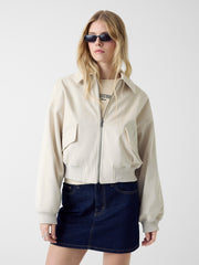 Faux suede bomber jacket