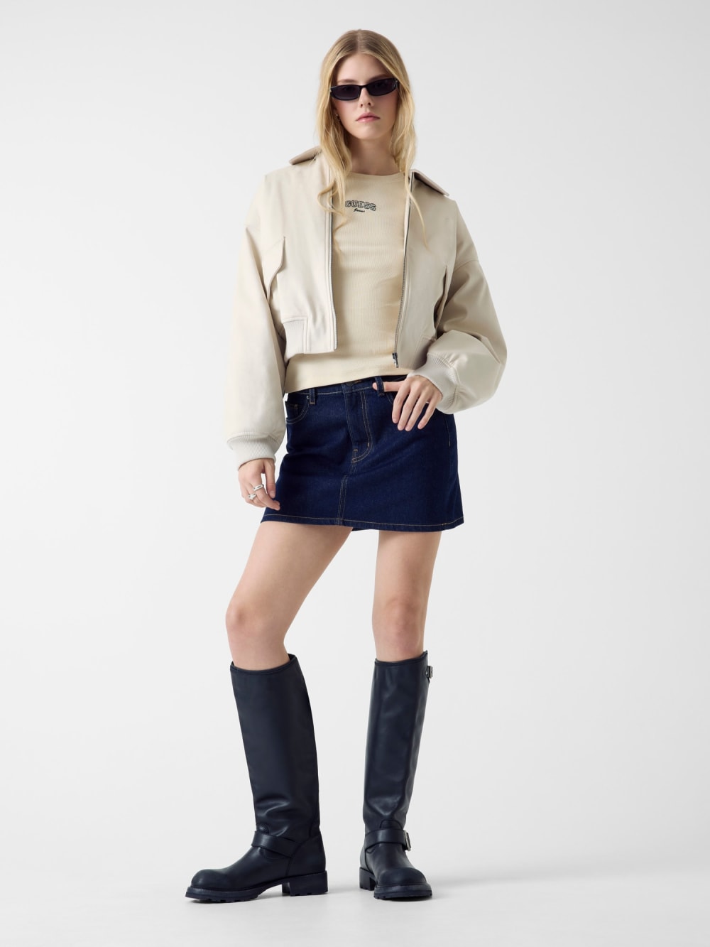 Faux suede bomber jacket