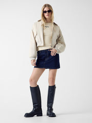 Faux suede bomber jacket