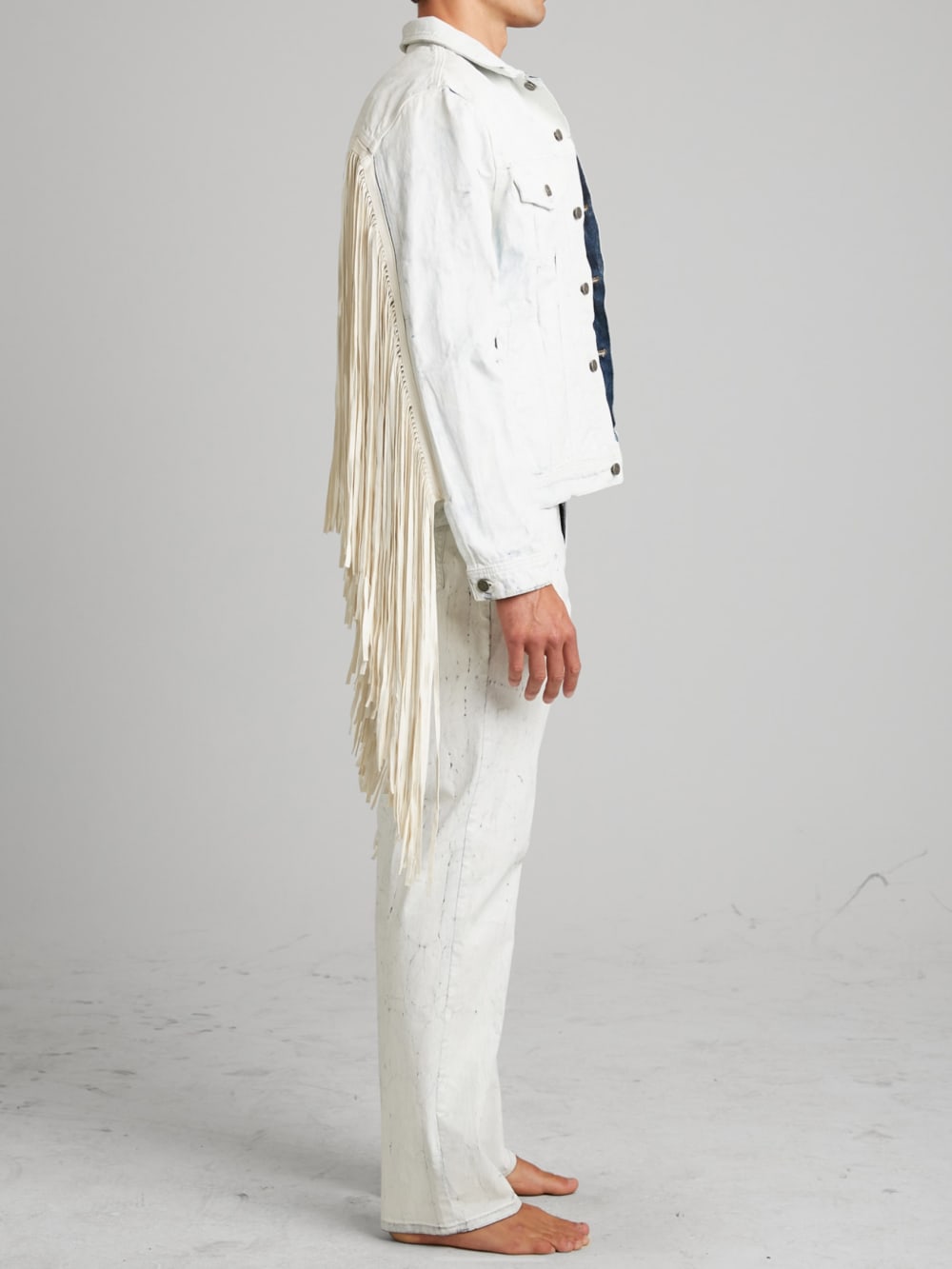 Painted Denim Fringe Jacket