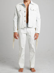 Painted Denim Fringe Jacket