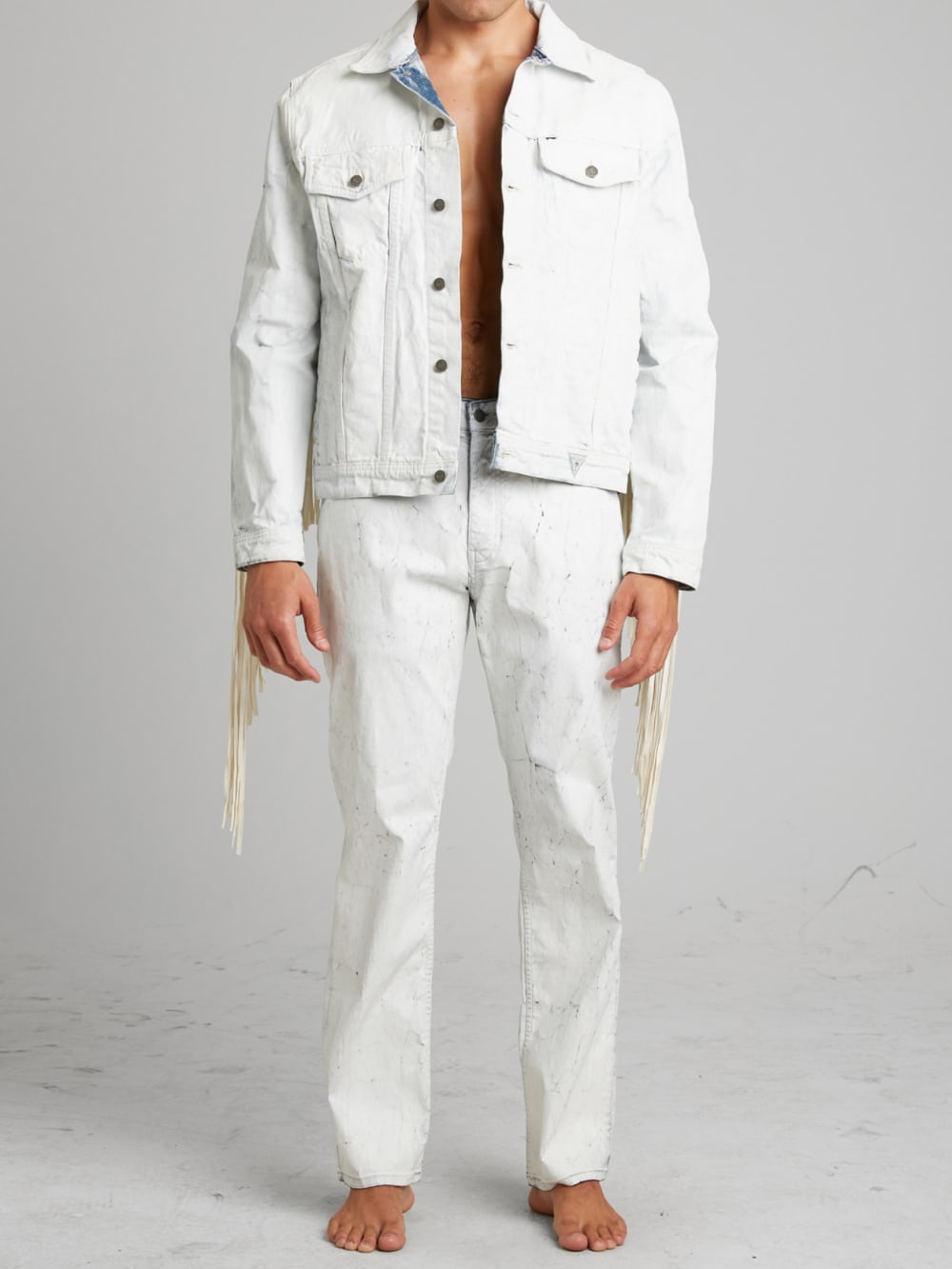Painted Denim Fringe Jacket